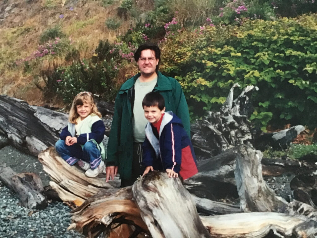 Old family photo of Jared, Mark, and Adrianna.