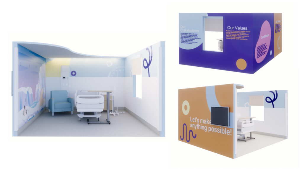Rendering of a renovated hospital room
