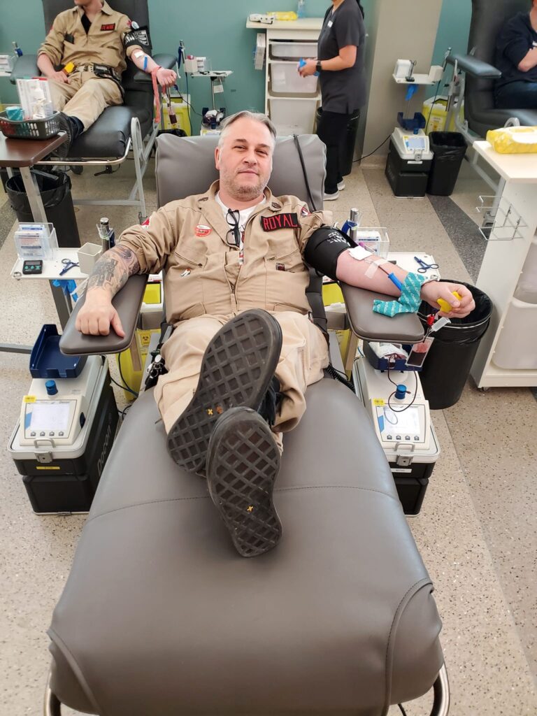 Winnipeg Ghostbusters donating blood