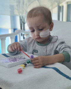 Michael in hospital during treatment