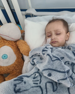 Michael in hospital during treatment