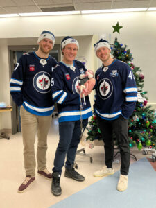 Members of the Winnipeg Jets visit HSC Children's Hospital in December, 2025