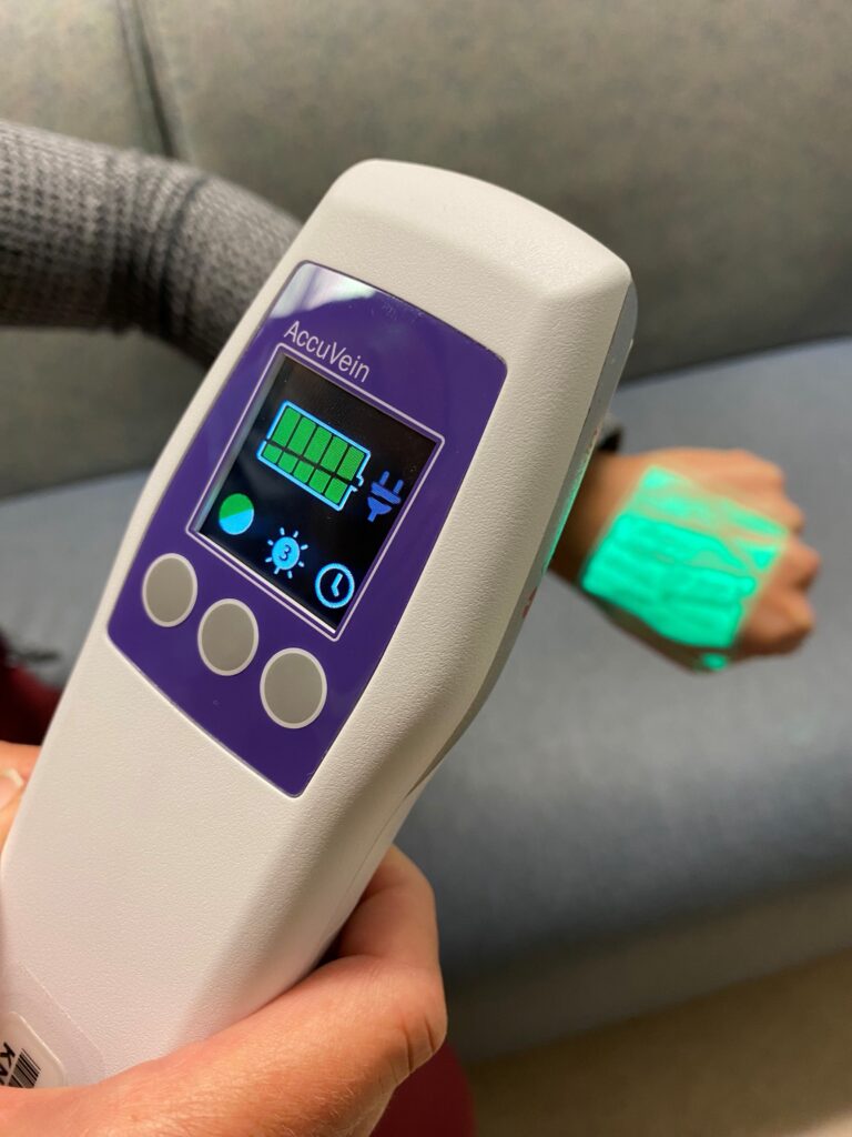 A donor-funded vein finder.