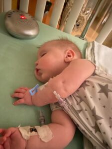 Vayle in hospital post-surgery