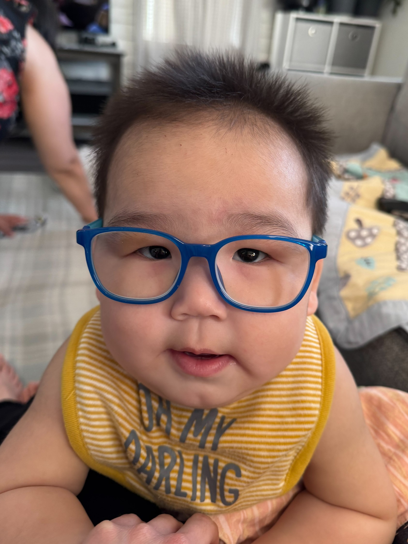Baby Kendrick wearing his special glasses.