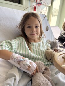 Abby in her hospital bed.