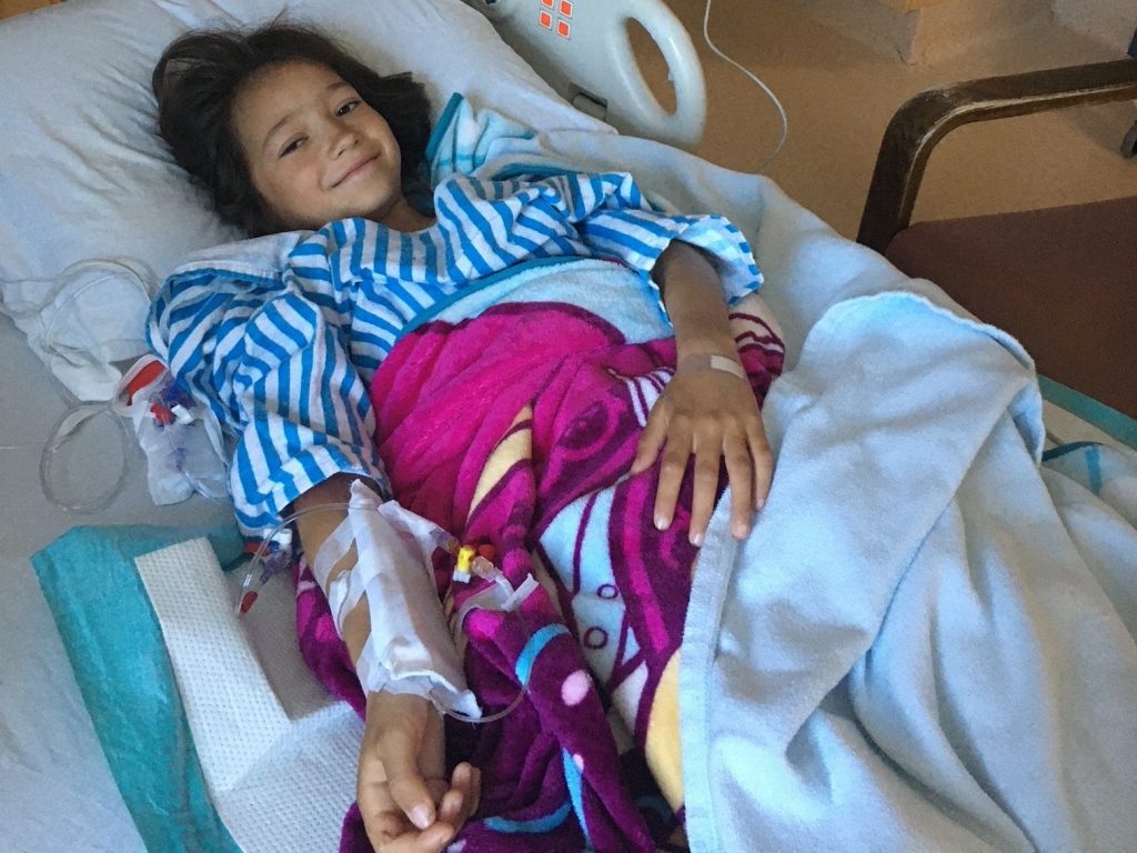 Fallon in her hospital bed.