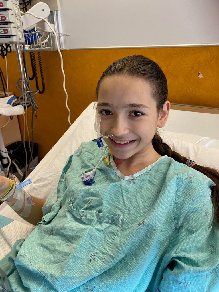 Fallon in the hospital after receiving her new kidney.