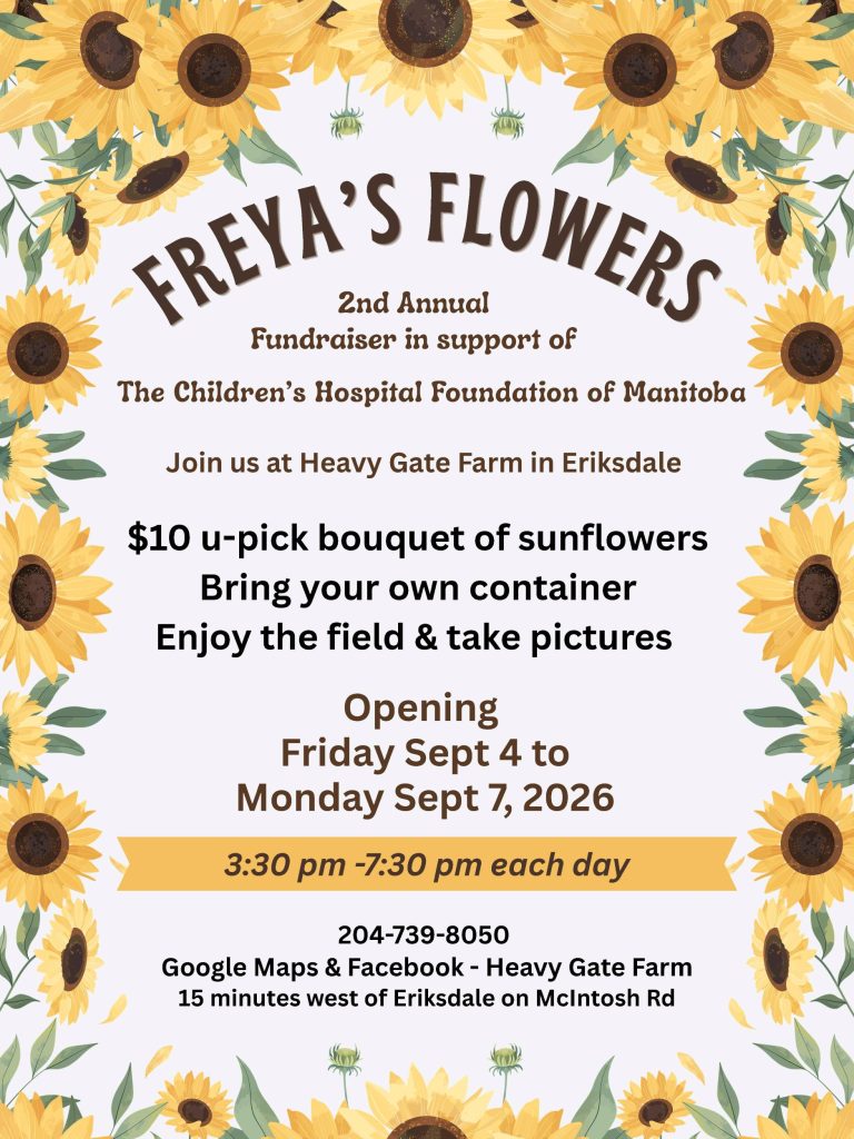 Freya's Flowers event poster.