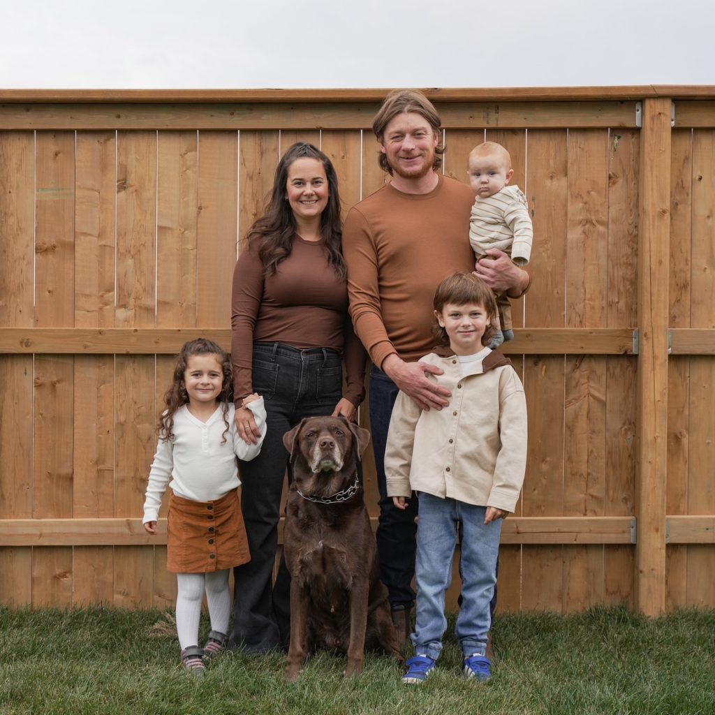 Gordie with his parents Sarah and Ryan, younger sister Molly and baby brother Reggie.